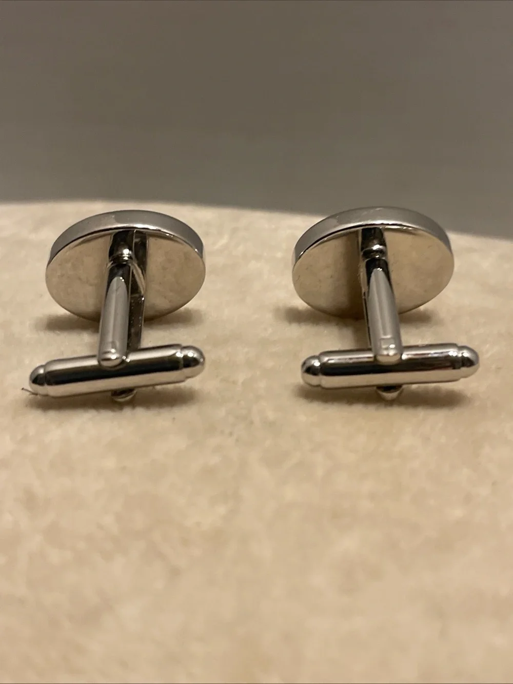 Silver-Tone Oval Mother of Pearl Cufflinks - Men Accessories